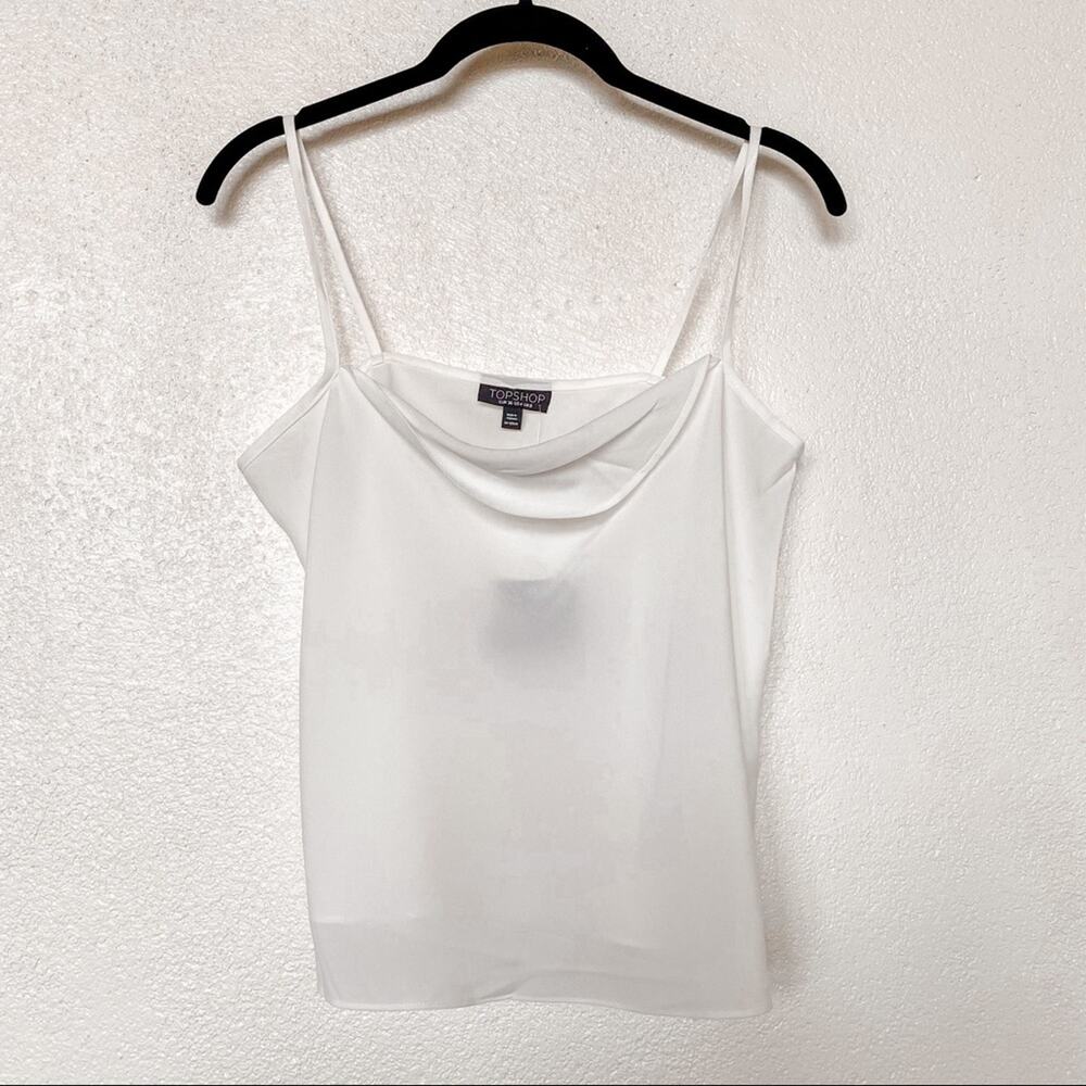 Topshop Sheer Cowl Neck Cami Top White Size 12